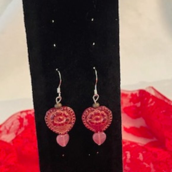 Whimsical Hearts & Flowers Dangle Earrings - Picture 3 of 3